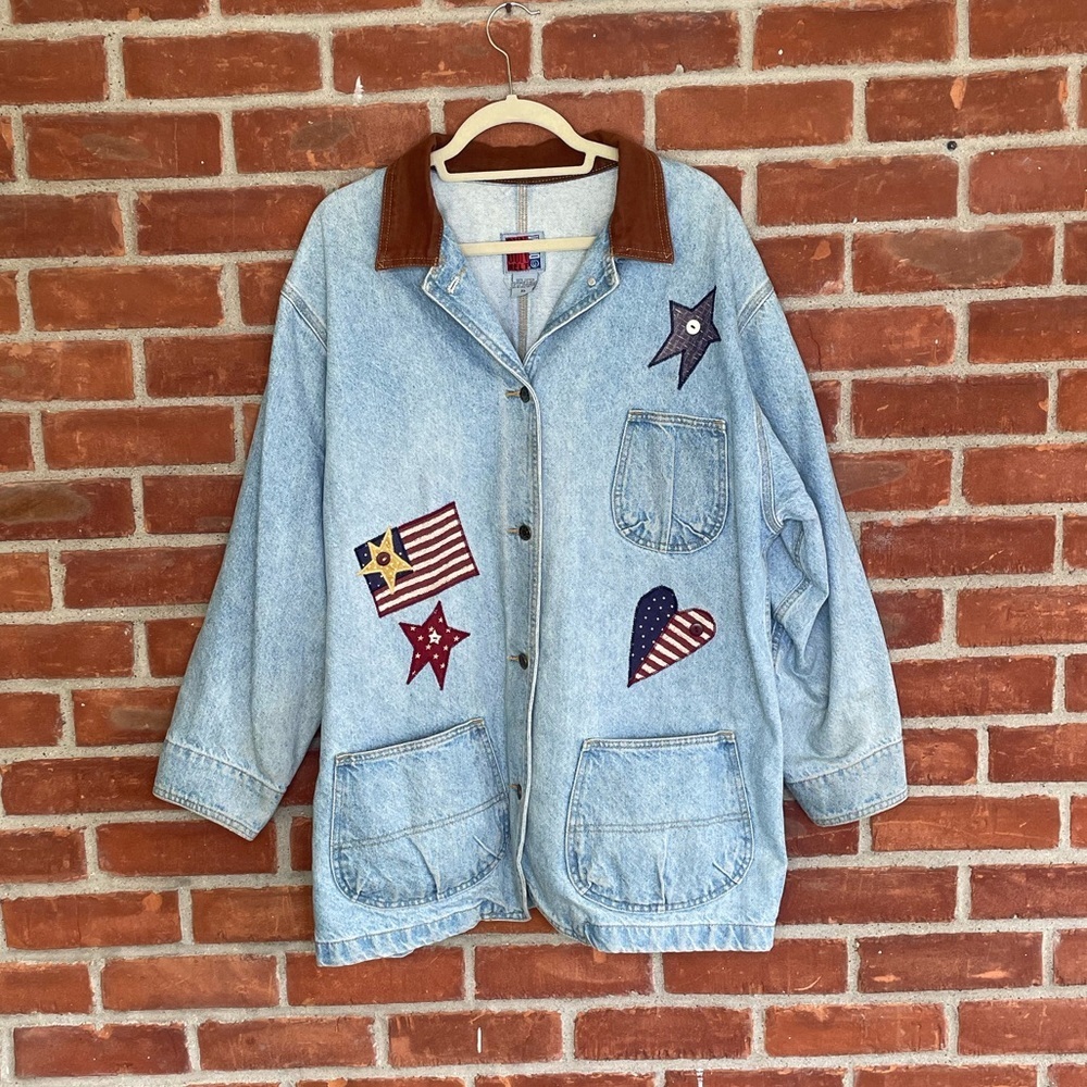 Vintage 90's oversized patchwork denim jacket